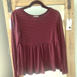 Black and burgundy striped long sleeve